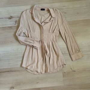 White Fox Boutique Women's Beige Button-Down Shirt